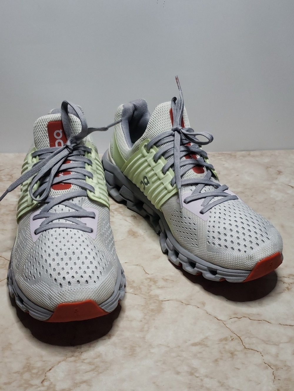 On Running Women's Athletic Shoes in Light Gray, Lime & Orange Size 9.5